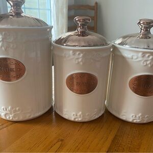 White and Copper Canister Set